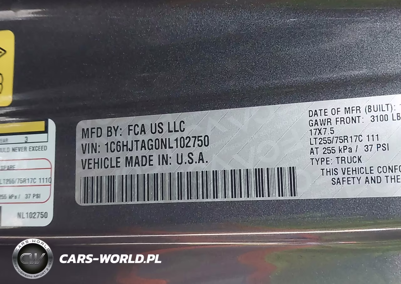 2022 Jeep Gladiator Willys 4X4 VIN:1C6HJTAG0NL102750 - 9