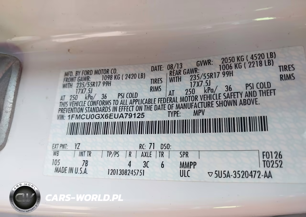2014 Ford Escape Se VIN:1FMCU0GX6EUA79125 - 9