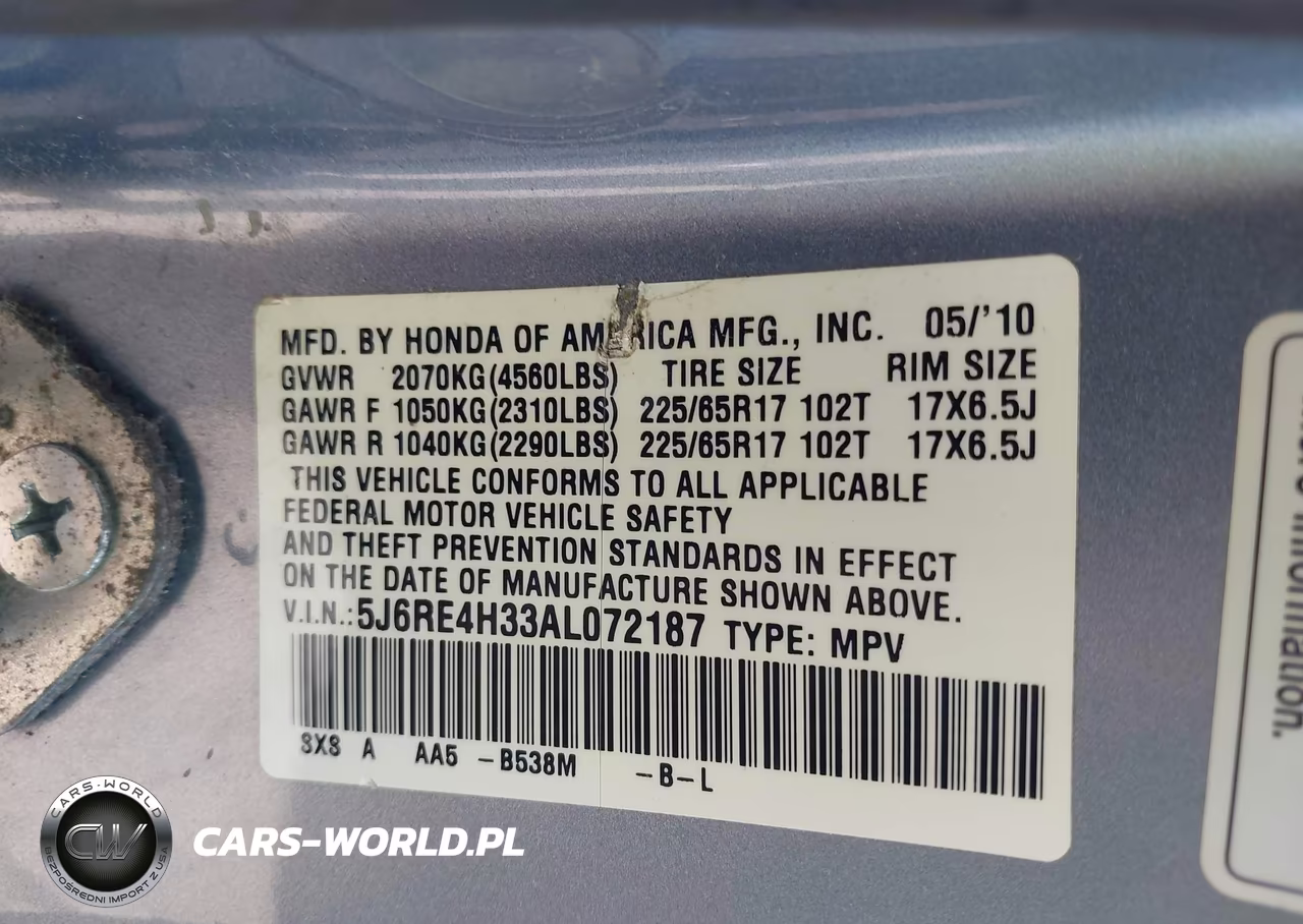 2010 Honda Cr-V Lx VIN:5J6RE4H33AL072187 - 9