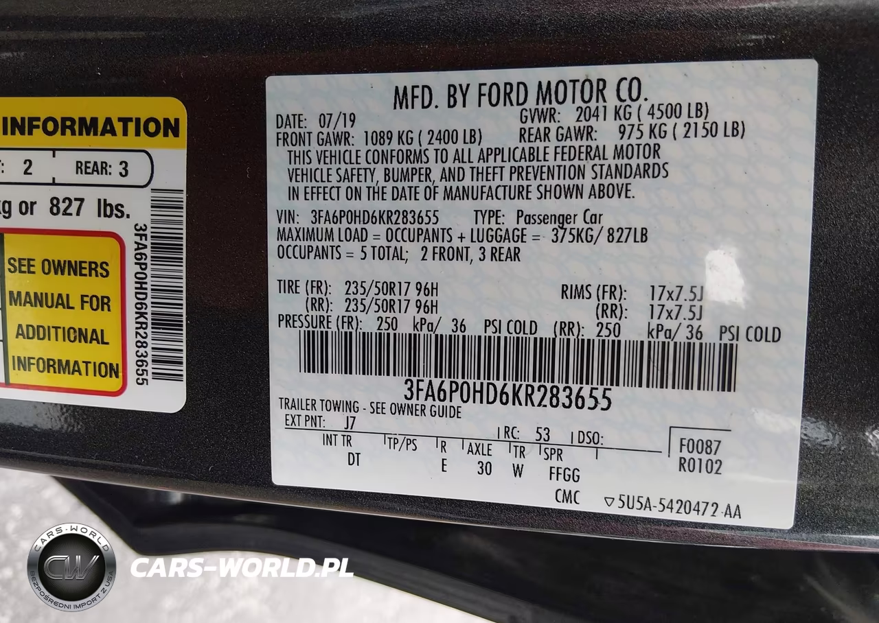 2019 Ford Fusion Se VIN:3FA6P0HD6KR283655 - 9