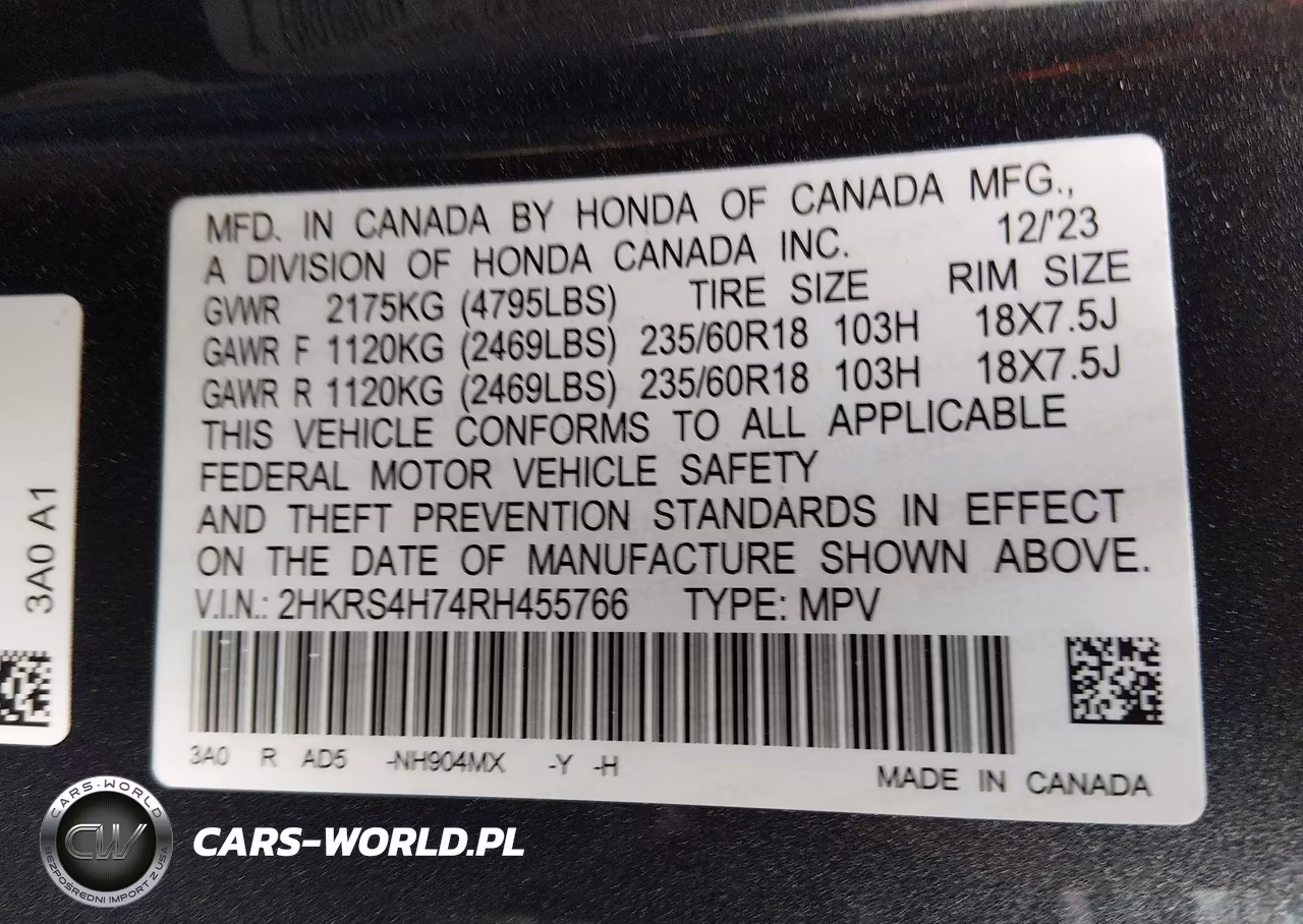 2024 Honda Cr-V Ex-L Awd VIN:2HKRS4H74RH455766 - 9
