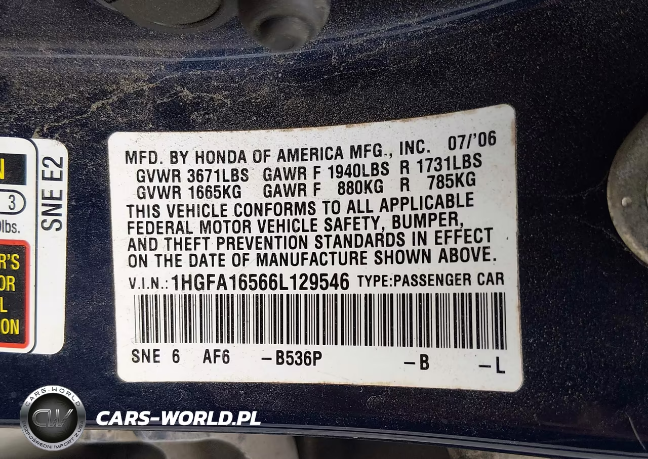 2006 Honda Civic Lx VIN:1HGFA16566L129546 - 9