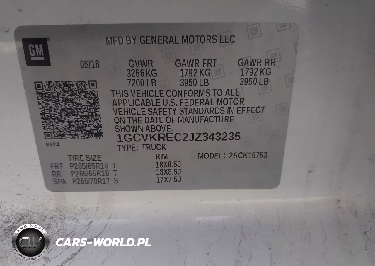 2018 Chevrolet Silverado 1500 2Lt VIN:1GCVKREC2JZ343235 - 9