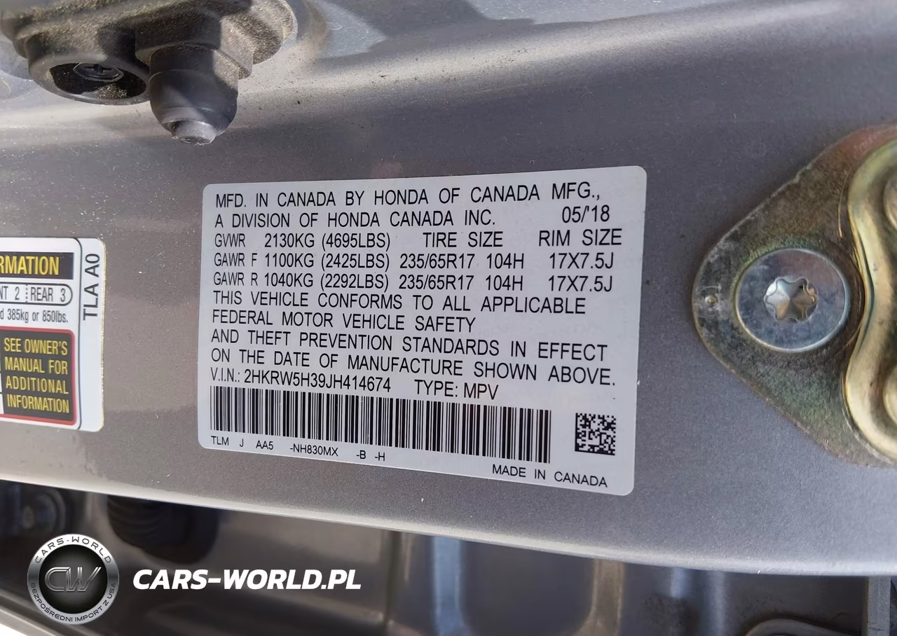 2018 Honda Cr-V Lx VIN:2HKRW5H39JH414674 - 9