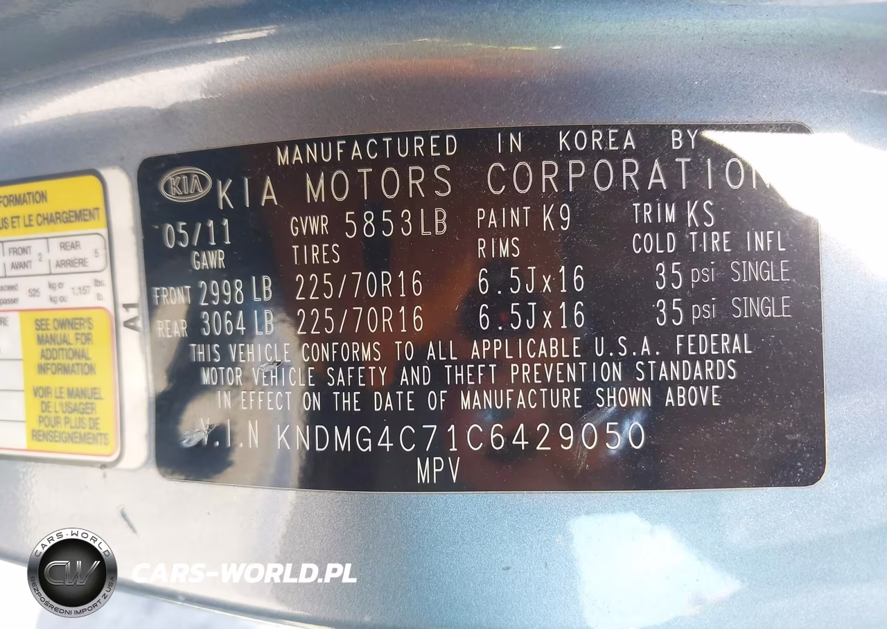 2012 Kia Sedona Lx VIN:KNDMG4C71C6429050 - 9