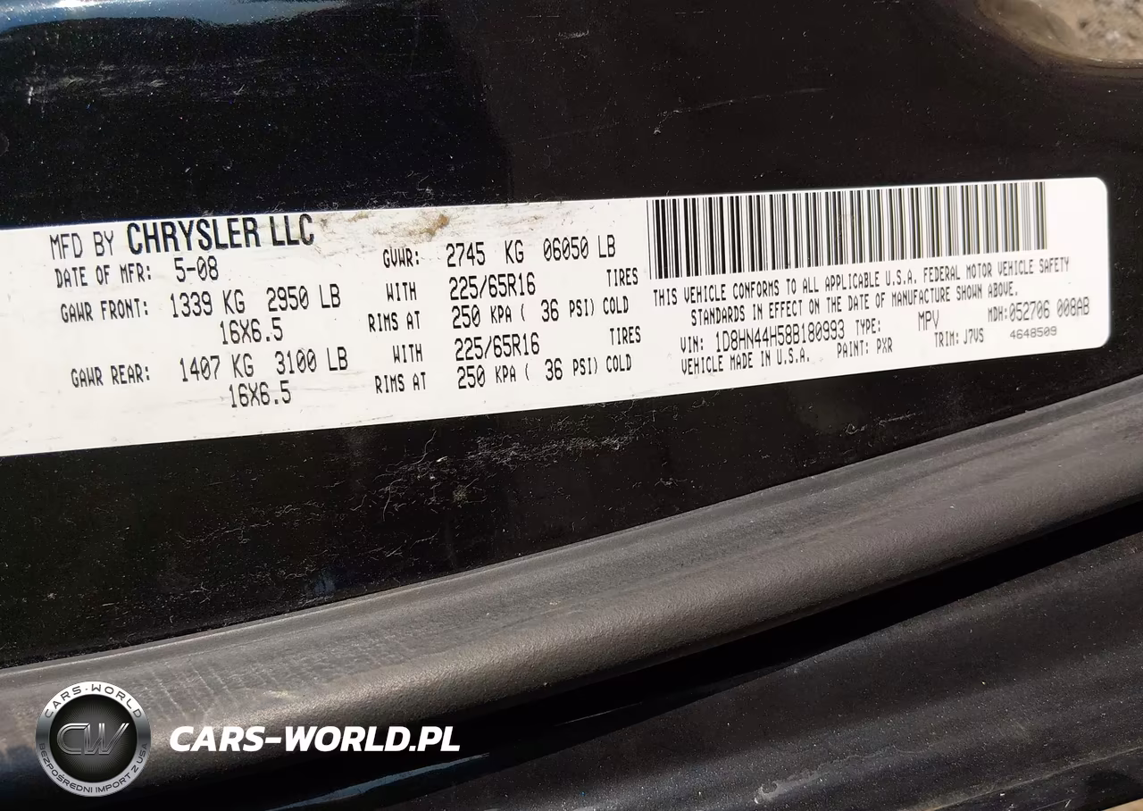 2008 Dodge Grand Caravan Se VIN:1D8HN44H58B180993 - 9