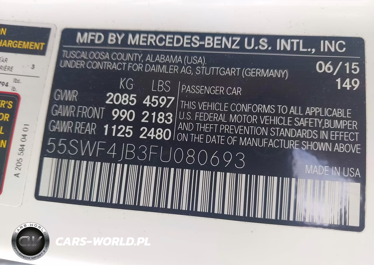 2015 Mercedes-Benz C 300 VIN:55SWF4JB3FU080693 - 9