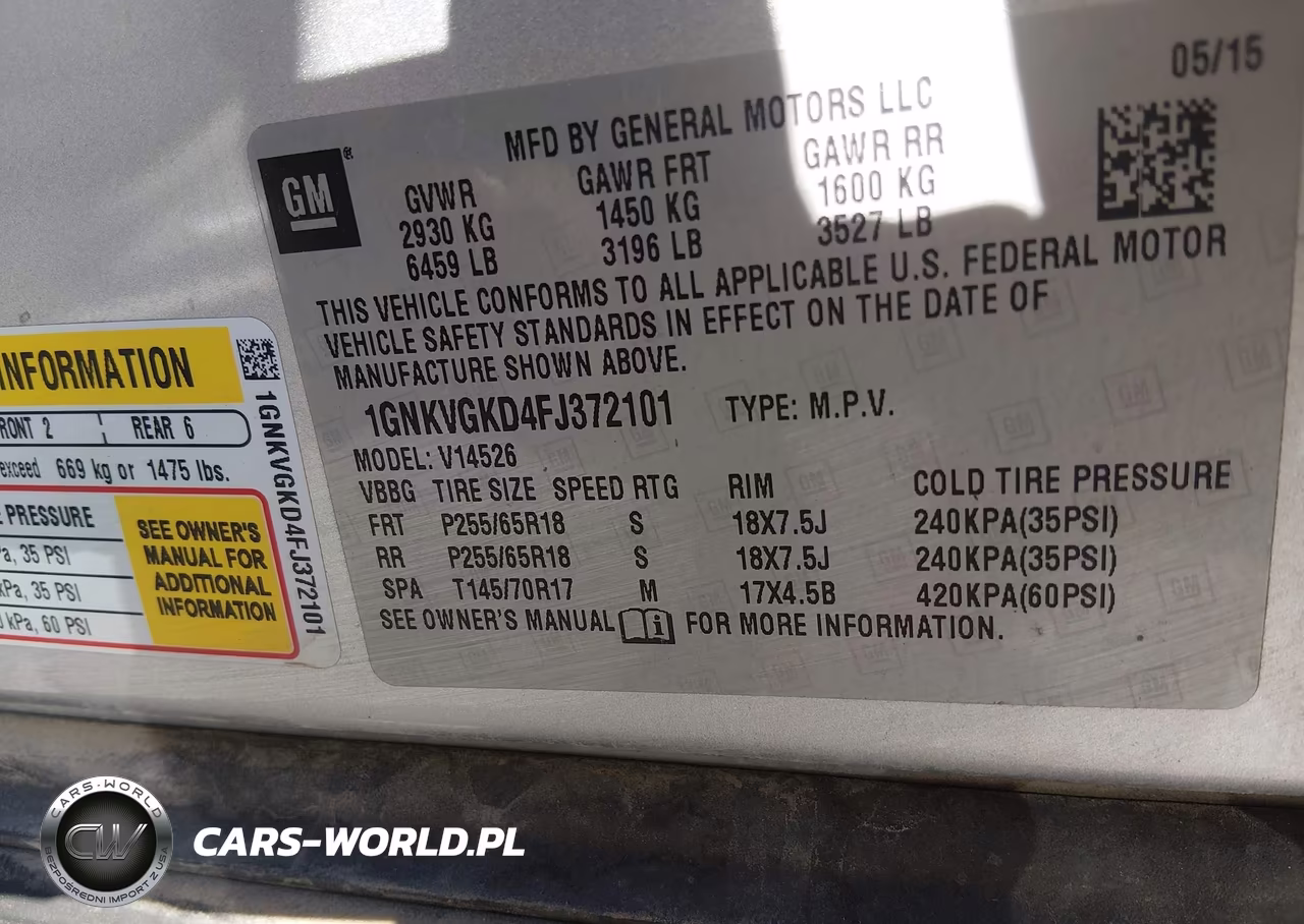 2015 Chevrolet Traverse 1Lt VIN:1GNKVGKD4FJ372101 - 9