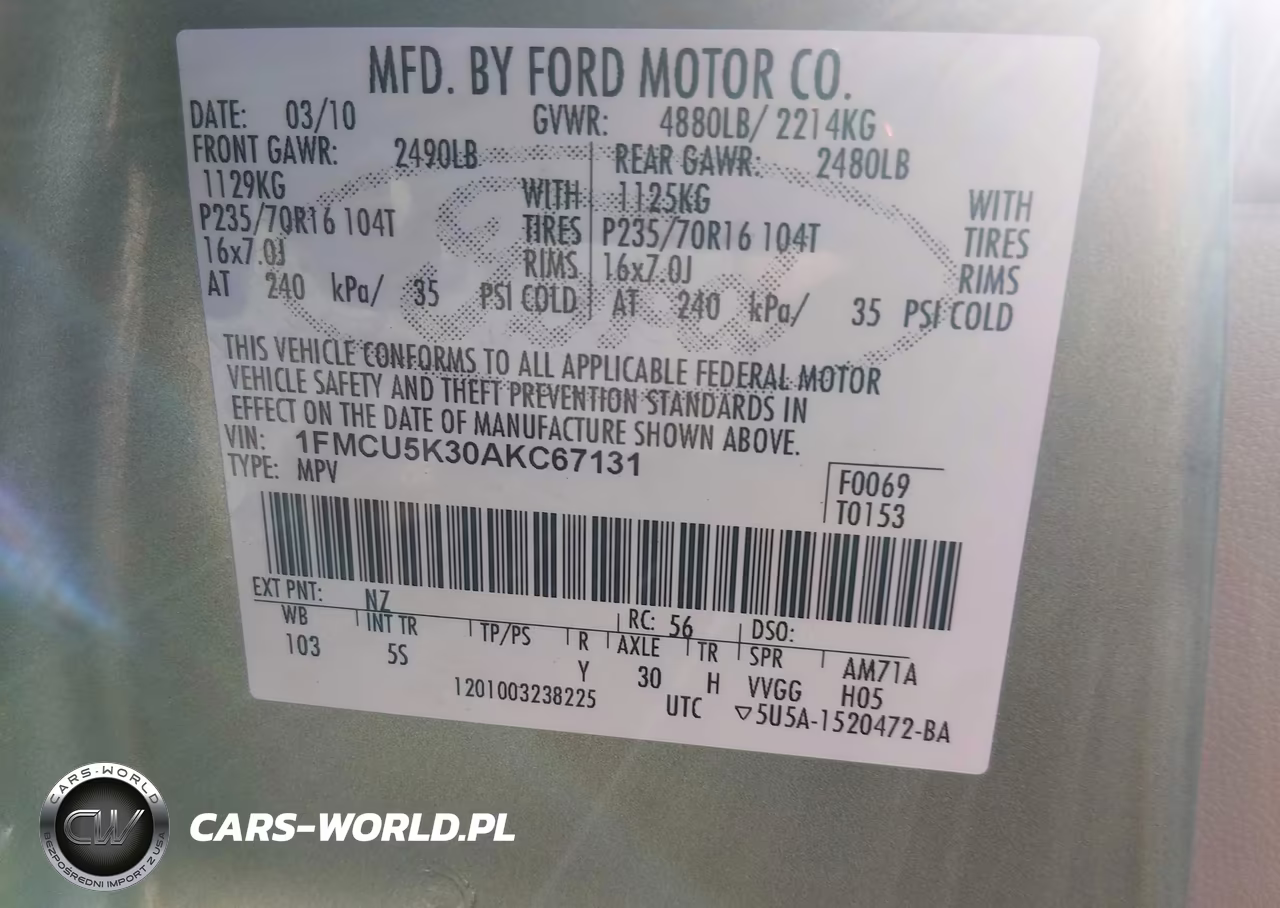 2010 Ford Escape Hybrid Limited VIN:1FMCU5K30AKC67131 - 9