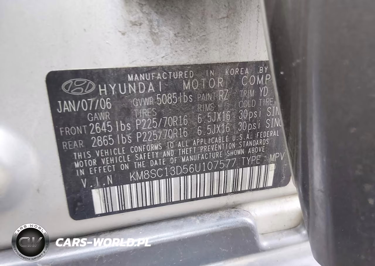 2006 Hyundai Santa Fe Gls VIN:KM8SC13D56U107577 - 9