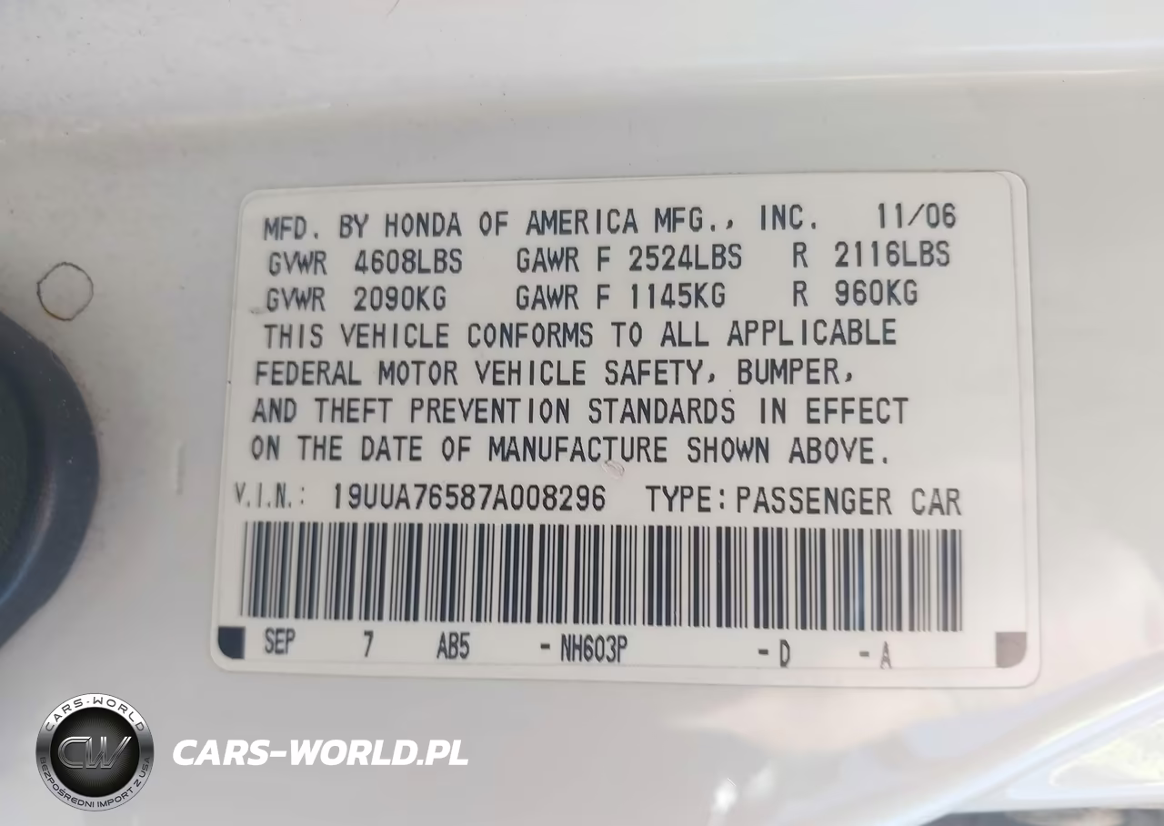2007 Acura Tl Type S VIN:19UUA76587A008296 - 9