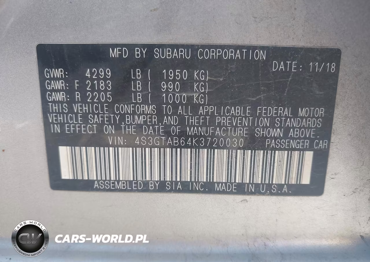 2019 Subaru Impreza 2.0I VIN:4S3GTAB64K3720030 - 9