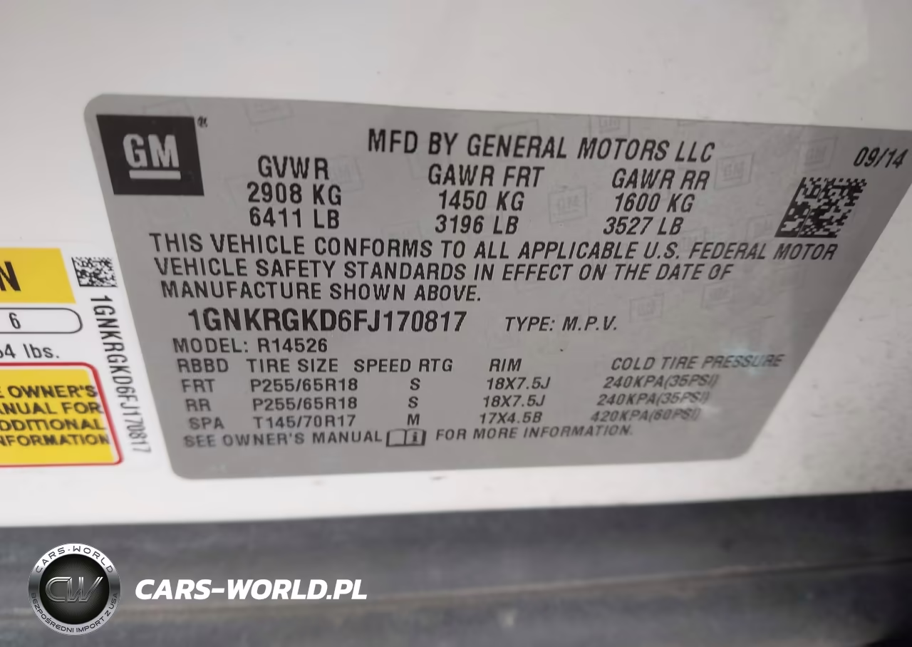 2015 Chevrolet Traverse 1Lt VIN:1GNKRGKD6FJ170817 - 9