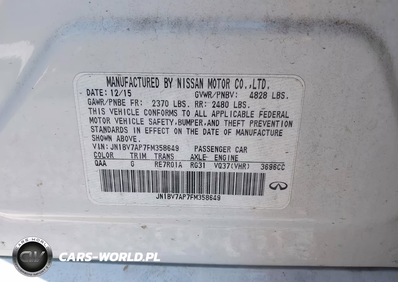 2015 Infiniti Q50 VIN:JN1BV7AP7FM358649 - 9