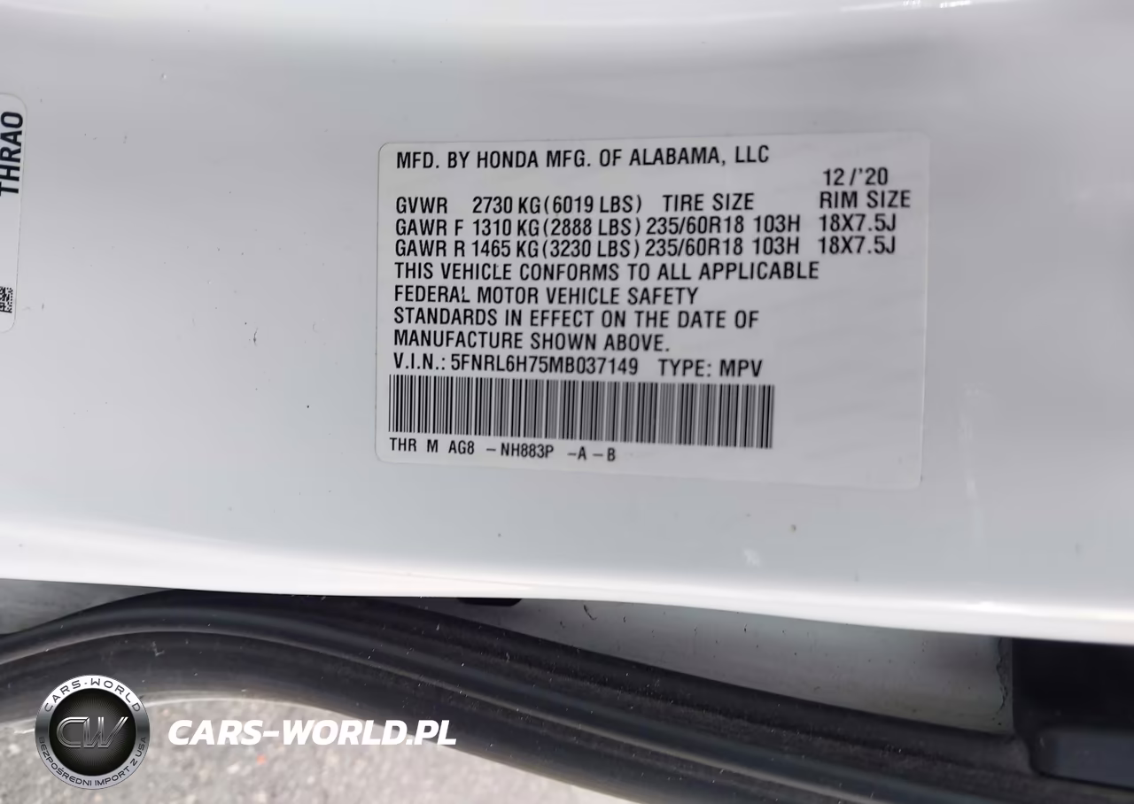 2021 Honda Odyssey Ex-L VIN:5FNRL6H75MB037149 - 9