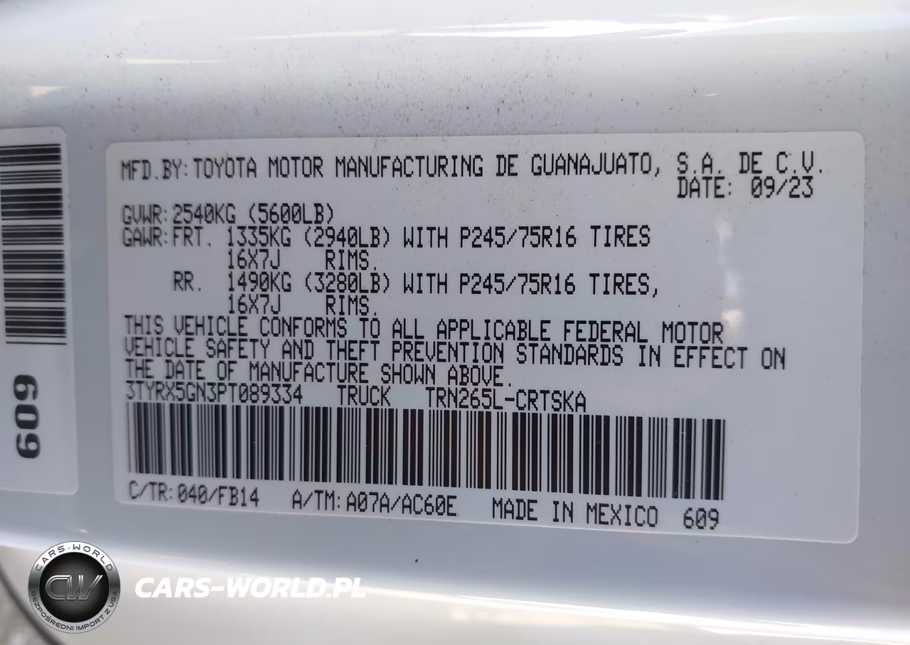 2023 Toyota Tacoma 2Wd Sr VIN:3TYRX5GN3PT089334 - 9