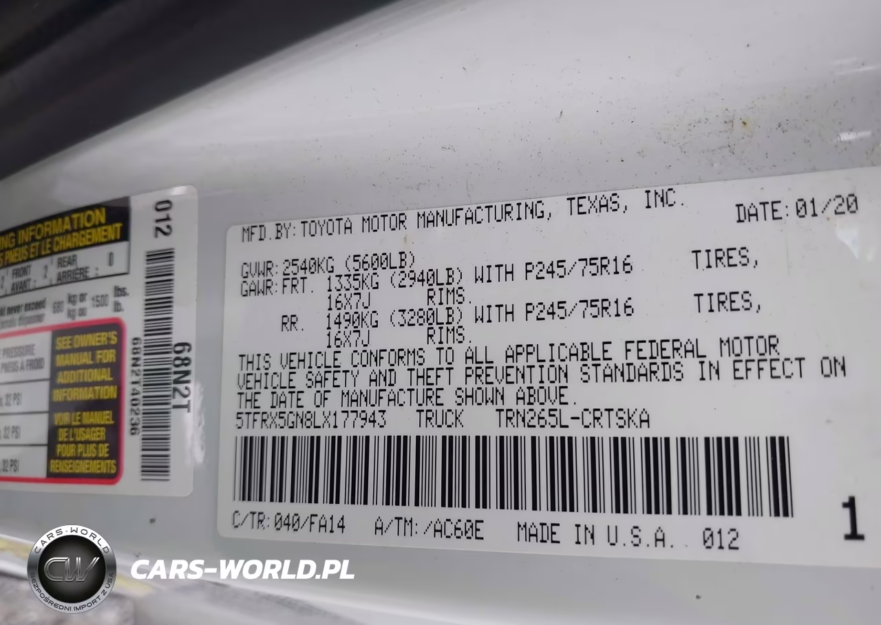 2020 Toyota Tacoma Sr VIN:5TFRX5GN8LX177943 - 4