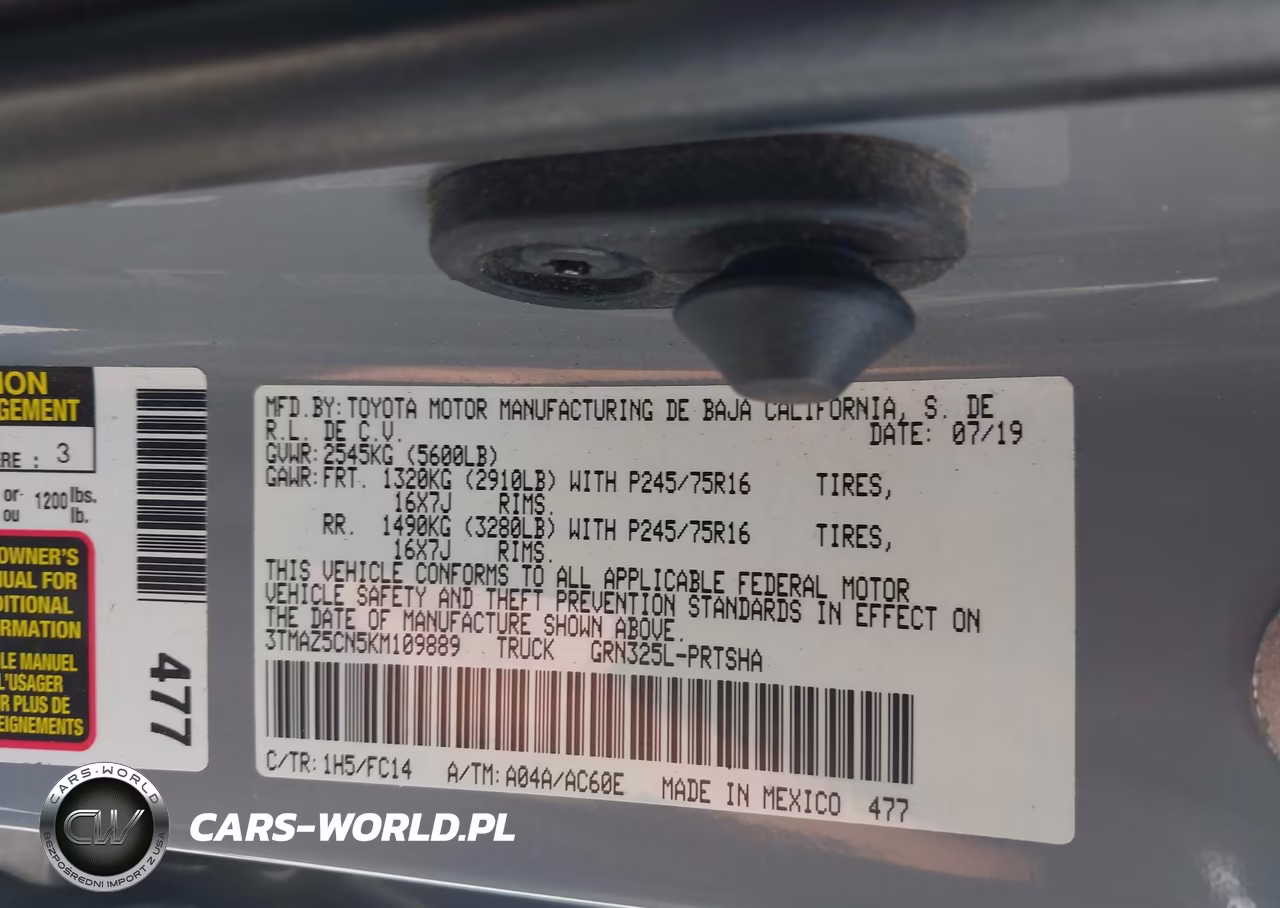 2019 Toyota Tacoma Sr5 V6 VIN:3TMAZ5CN5KM109889 - 9