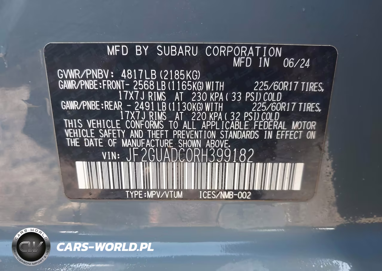 2024 Subaru Crosstrek Premium VIN:JF2GUADC0RH399182 - 9