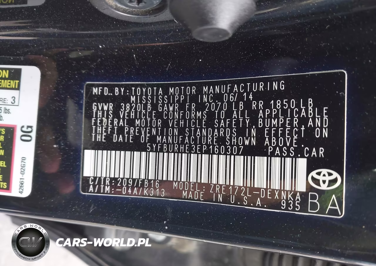 2014 Toyota Corolla Le VIN:5YFBURHE3EP160307 - 9