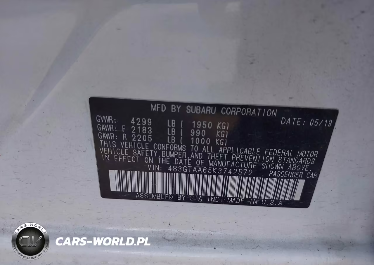 2019 Subaru Impreza 2.0I VIN:4S3GTAA65K3742572 - 9