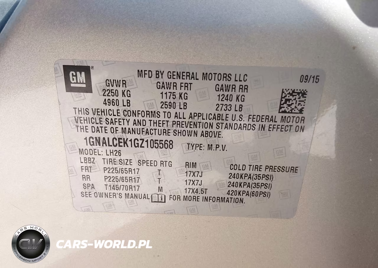 2016 Chevrolet Equinox Lt VIN:1GNALCEK1GZ105568 - 9