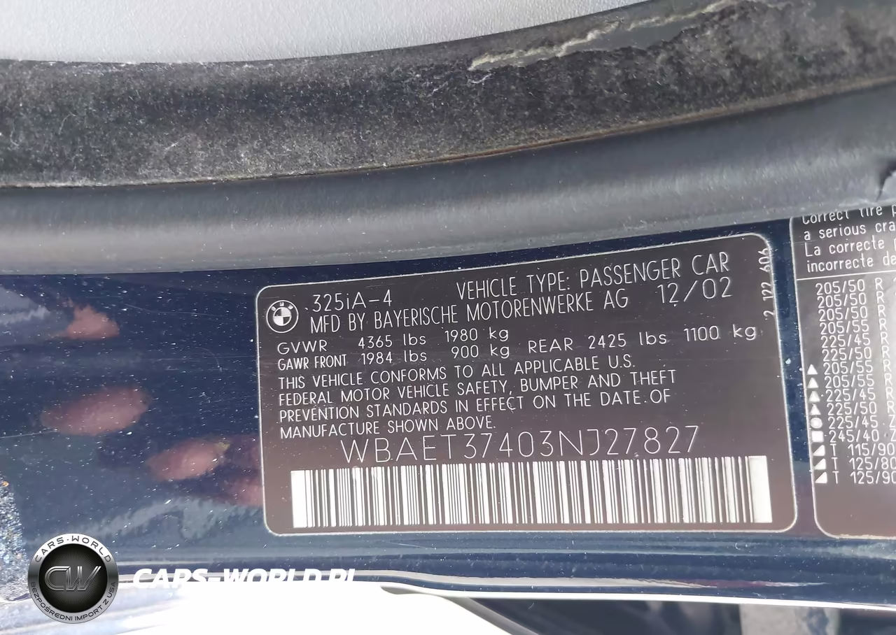 2003 BMW 325I VIN:WBAET37403NJ27827 - 9