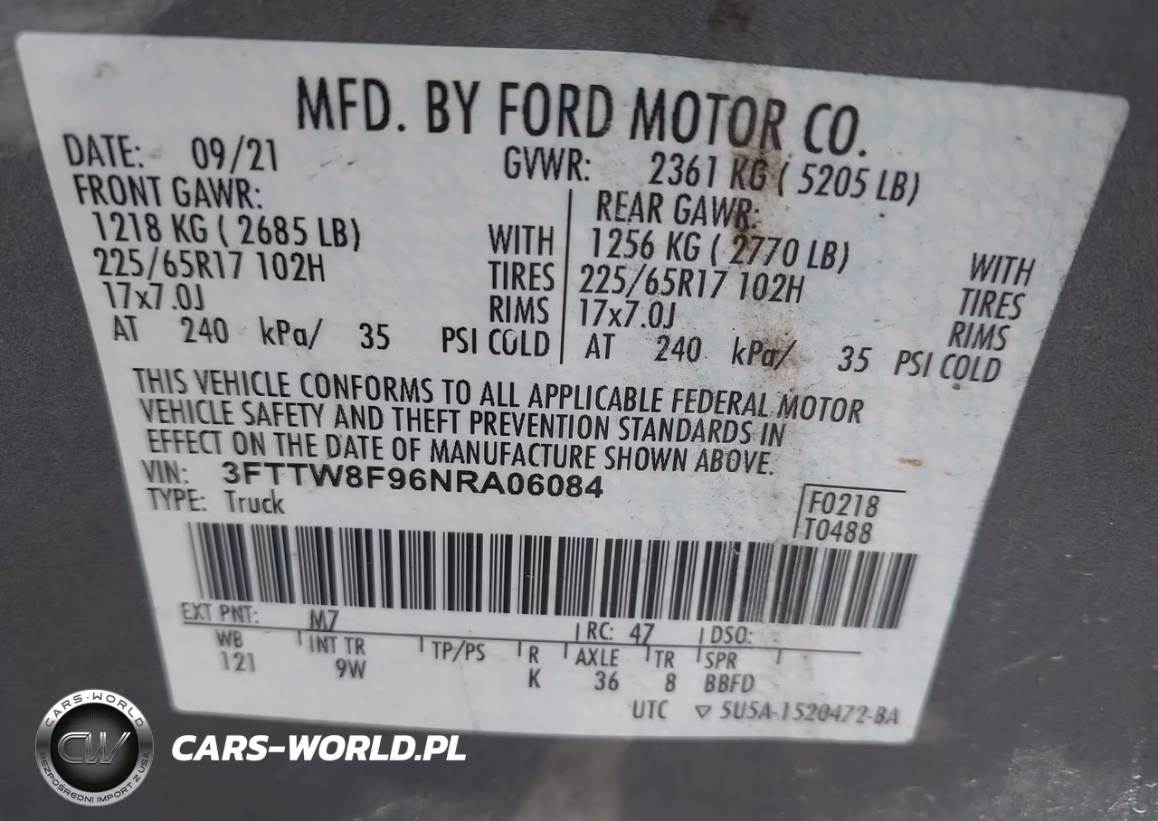 2022 Ford Maverick Xl VIN:3FTTW8F96NRA06084 - 9