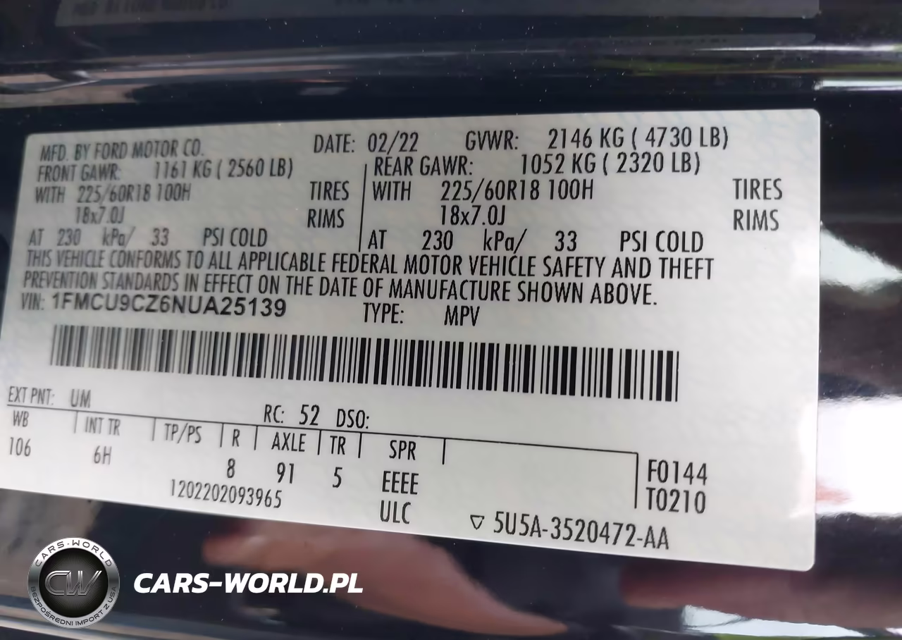 2022 Ford Escape Sel Hybrid VIN:1FMCU9CZ6NUA25139 - 9