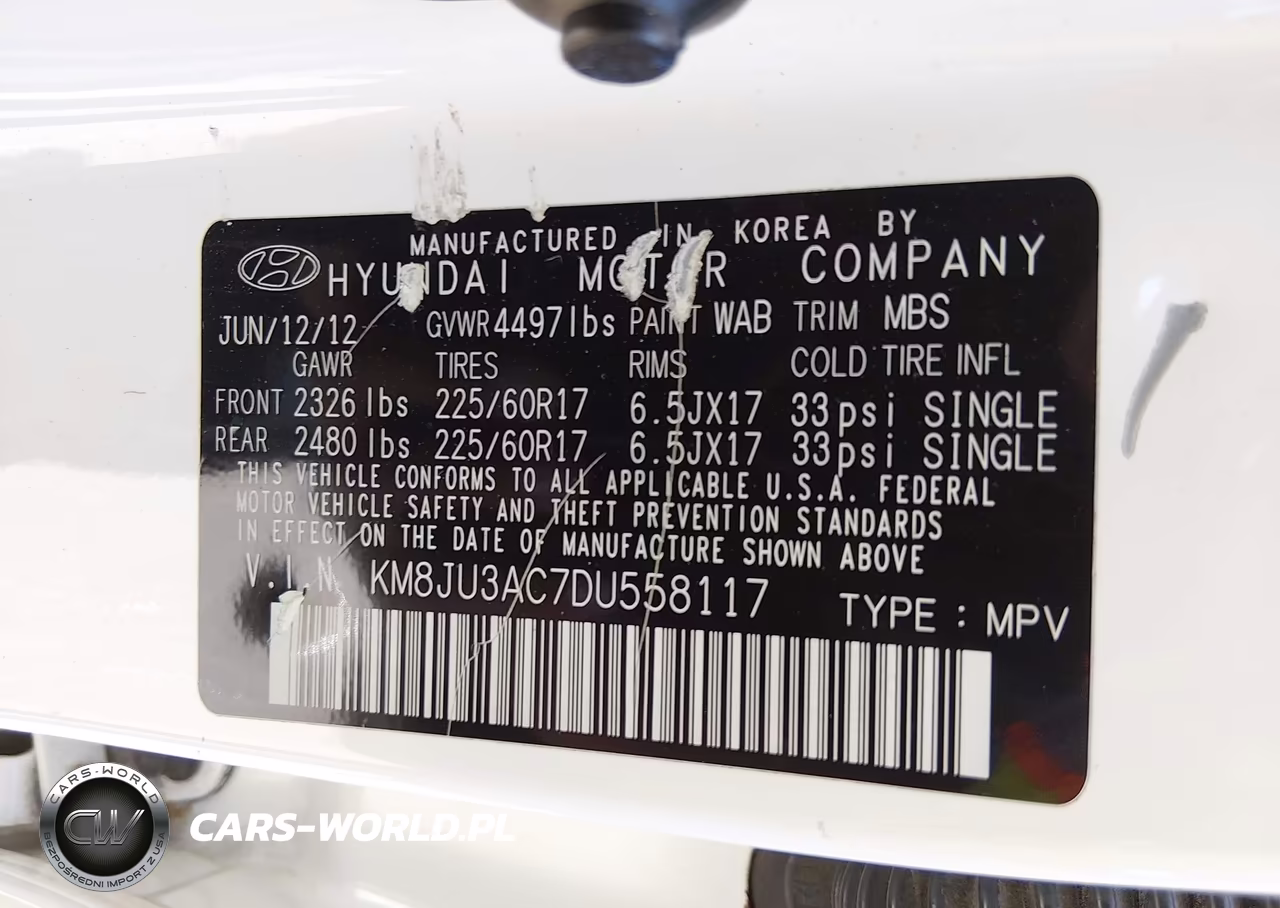 2013 Hyundai Tucson Gls VIN:KM8JU3AC7DU558117 - 9