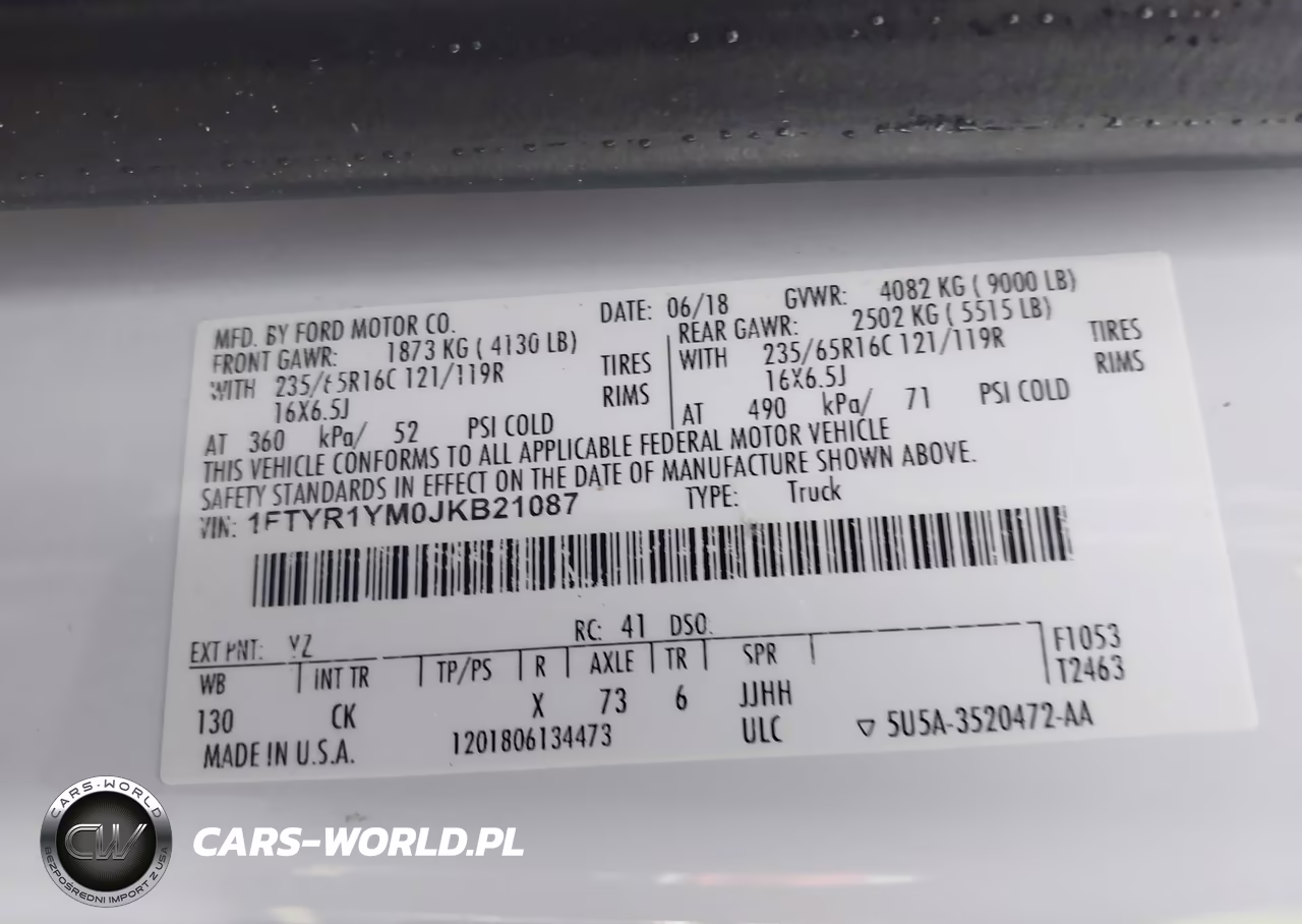 2018 Ford Transit-250 VIN:1FTYR1YM0JKB21087 - 9