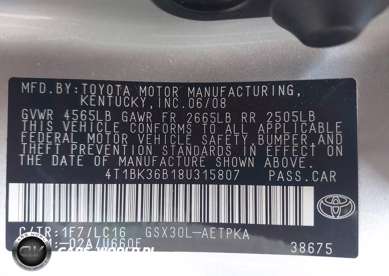 TOYOTA AVALON XL VIN:4T1BK36B18U315807 - 9