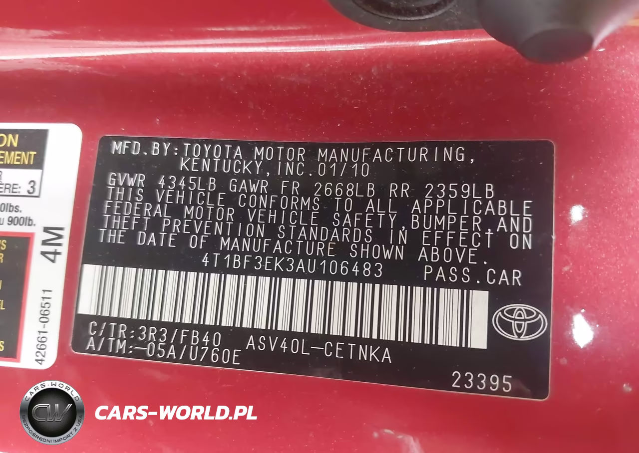 2010 Toyota Camry Le VIN:4T1BF3EK3AU106483 - 9