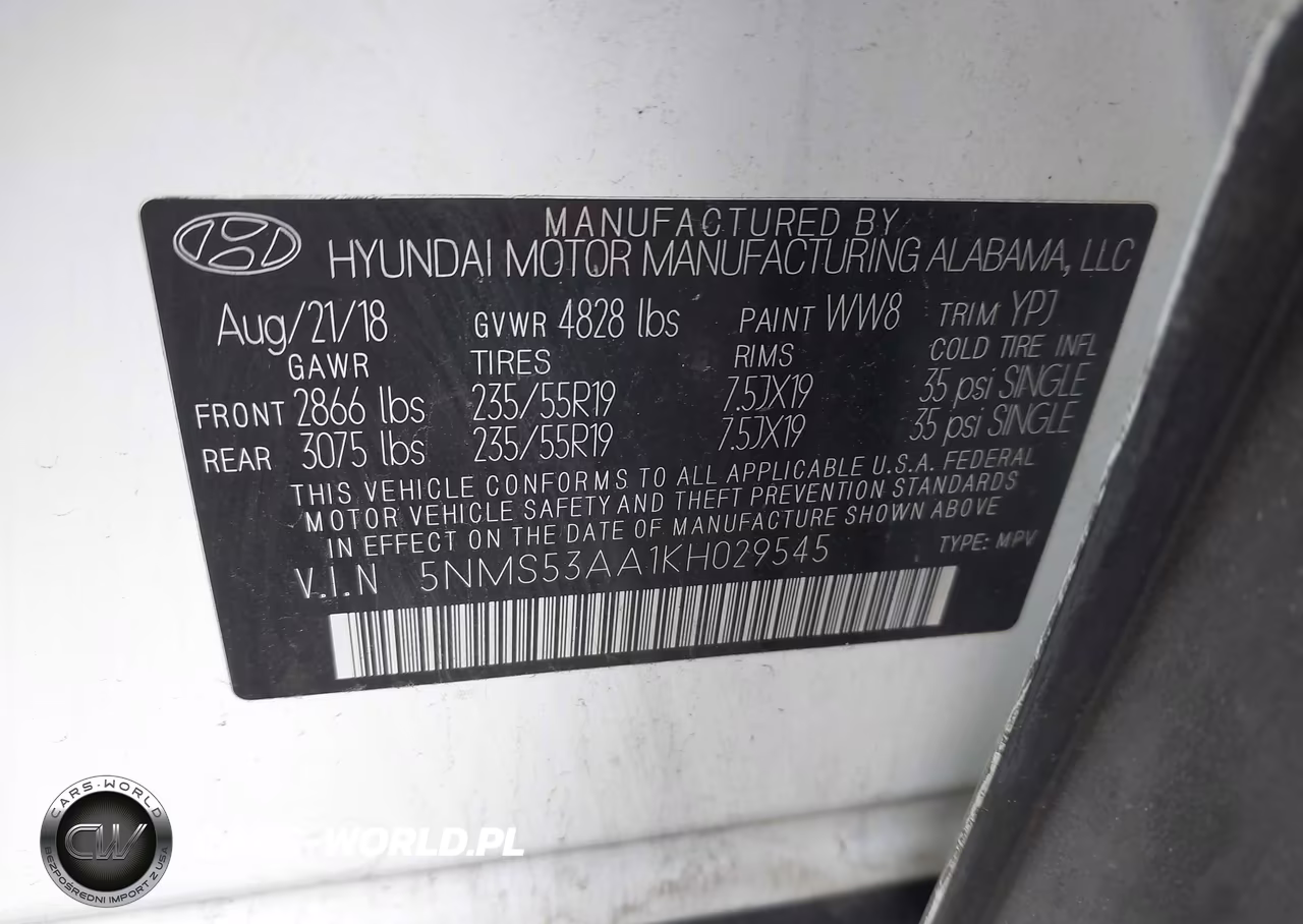 2019 Hyundai Santa Fe Ultimate 2.0T VIN:5NMS53AA1KH029545 - 9