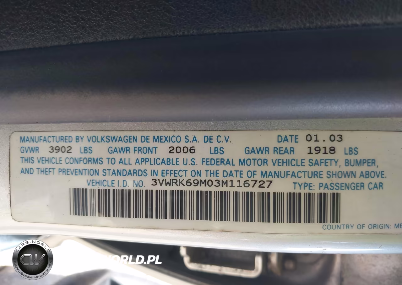 2003 Volkswagen Jetta Gl VIN:3VWRK69M03M116727 - 9