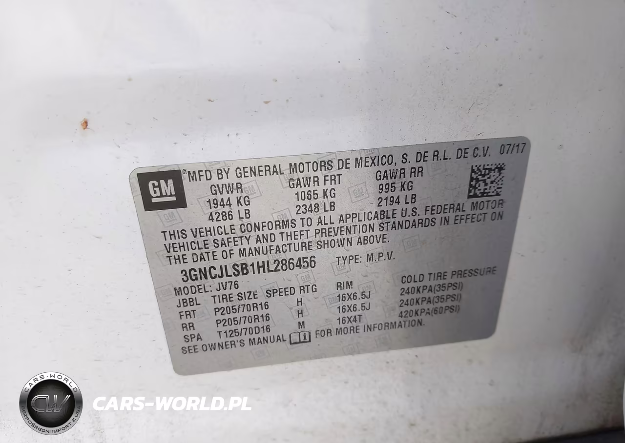 2017 Chevrolet Trax Lt VIN:3GNCJLSB1HL286456 - 9