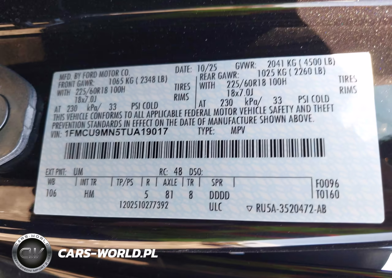 2026 Ford Escape St-Line VIN:1FMCU9MN5TUA19017 - 9