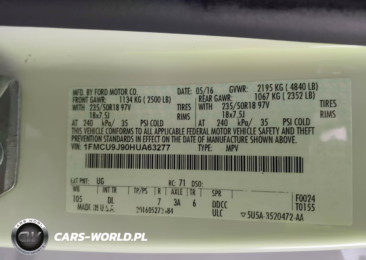 2017 Ford Escape Titanium VIN:1FMCU9J90HUA63277 - 9