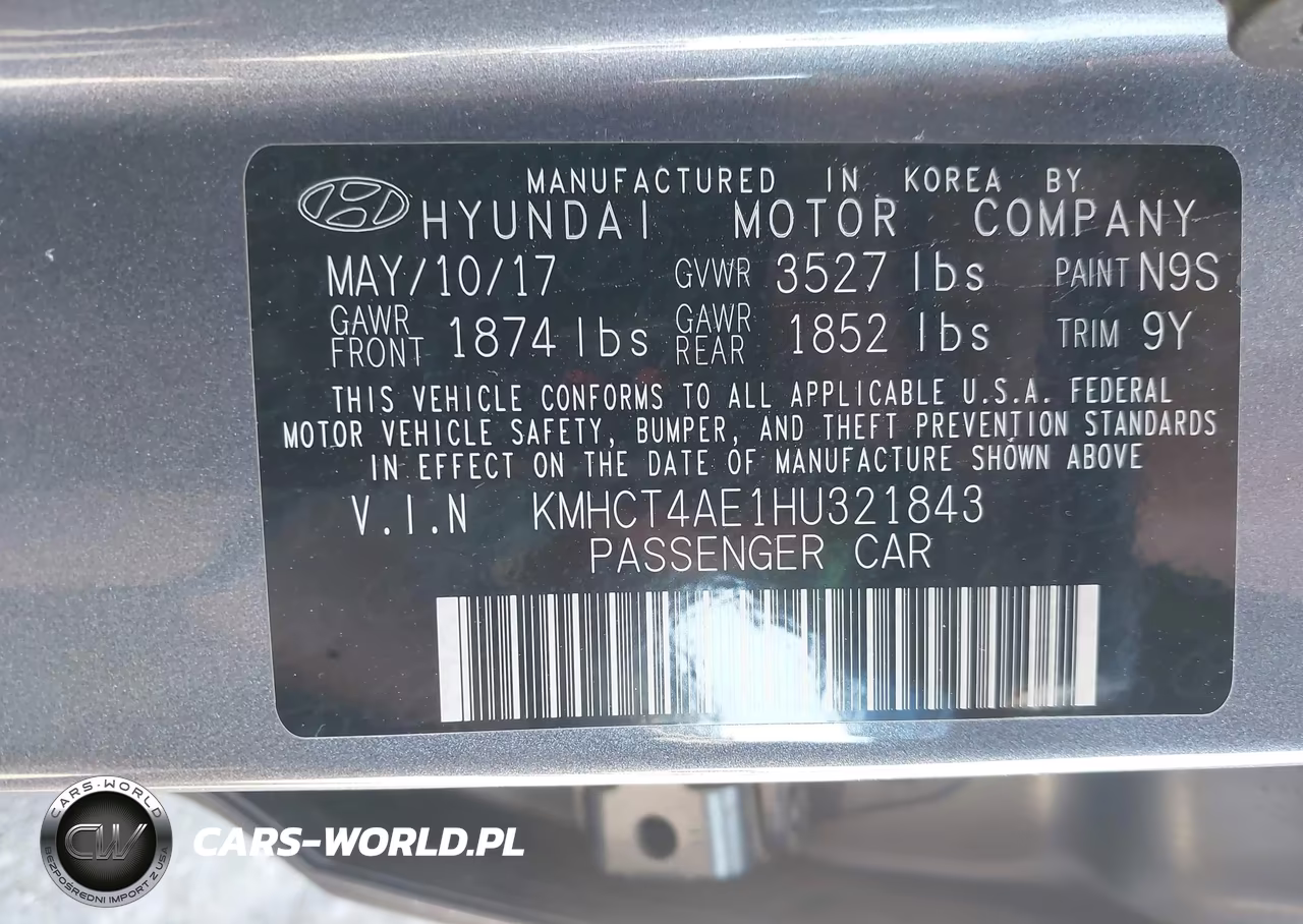 2017 Hyundai Accent Se VIN:KMHCT4AE1HU321843 - 9