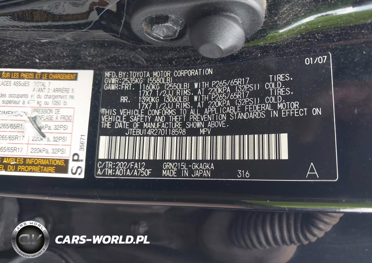 2007 Toyota 4Runner Sr5 V6 VIN:JTEBU14R270118598 - 9