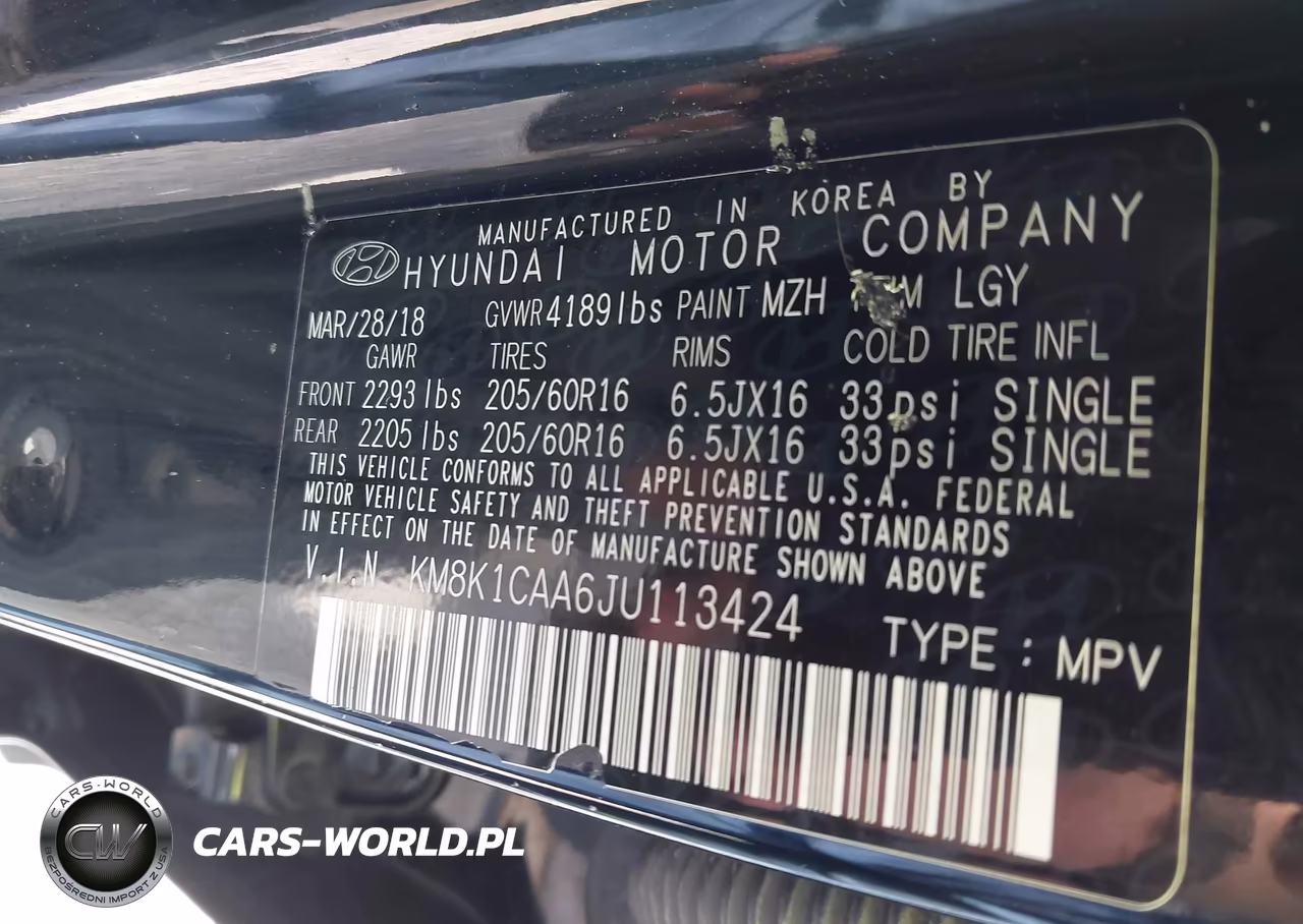 2018 Hyundai Kona Se VIN:KM8K1CAA6JU113424 - 9