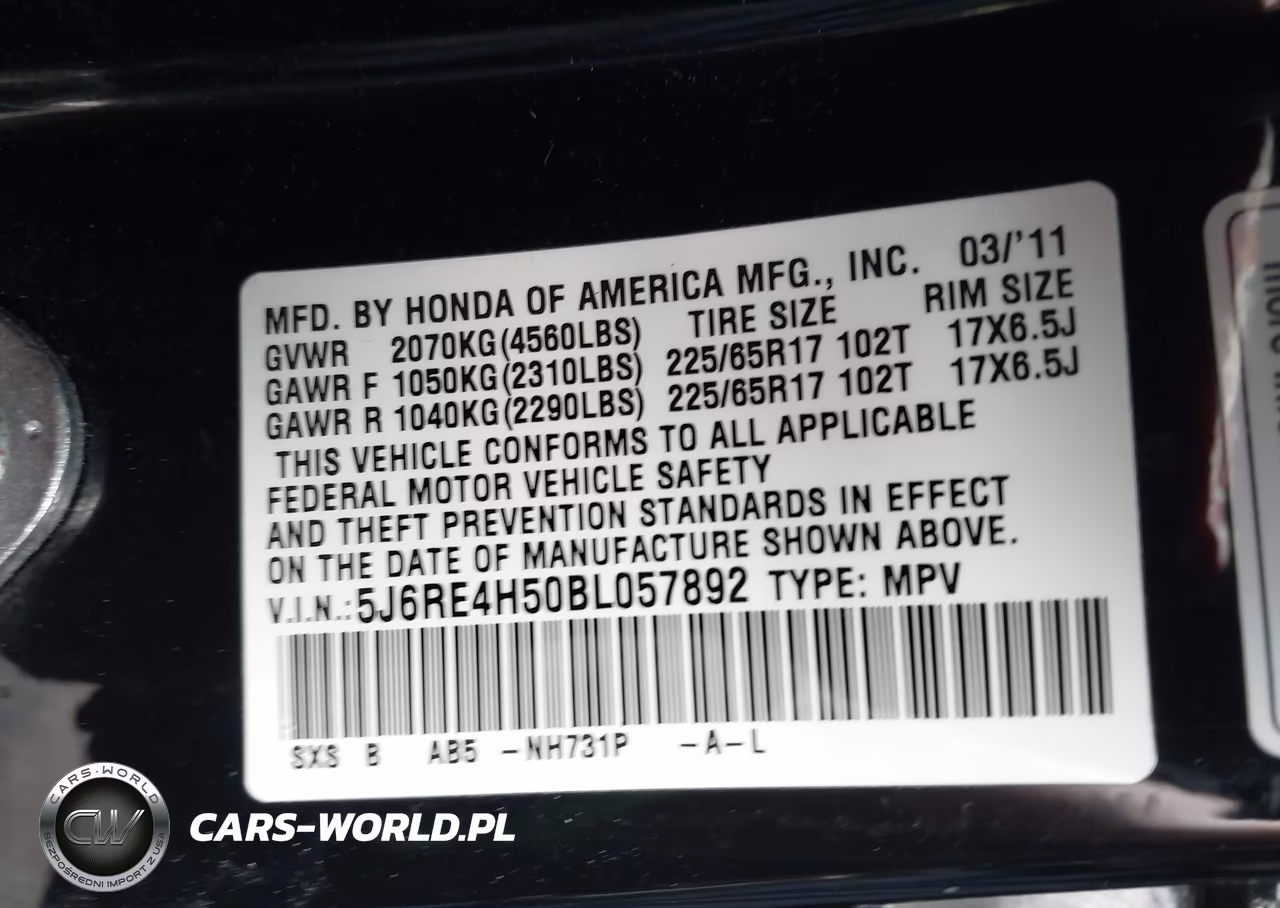 2011 Honda Cr-V Ex VIN:5J6RE4H50BL057892 - 9