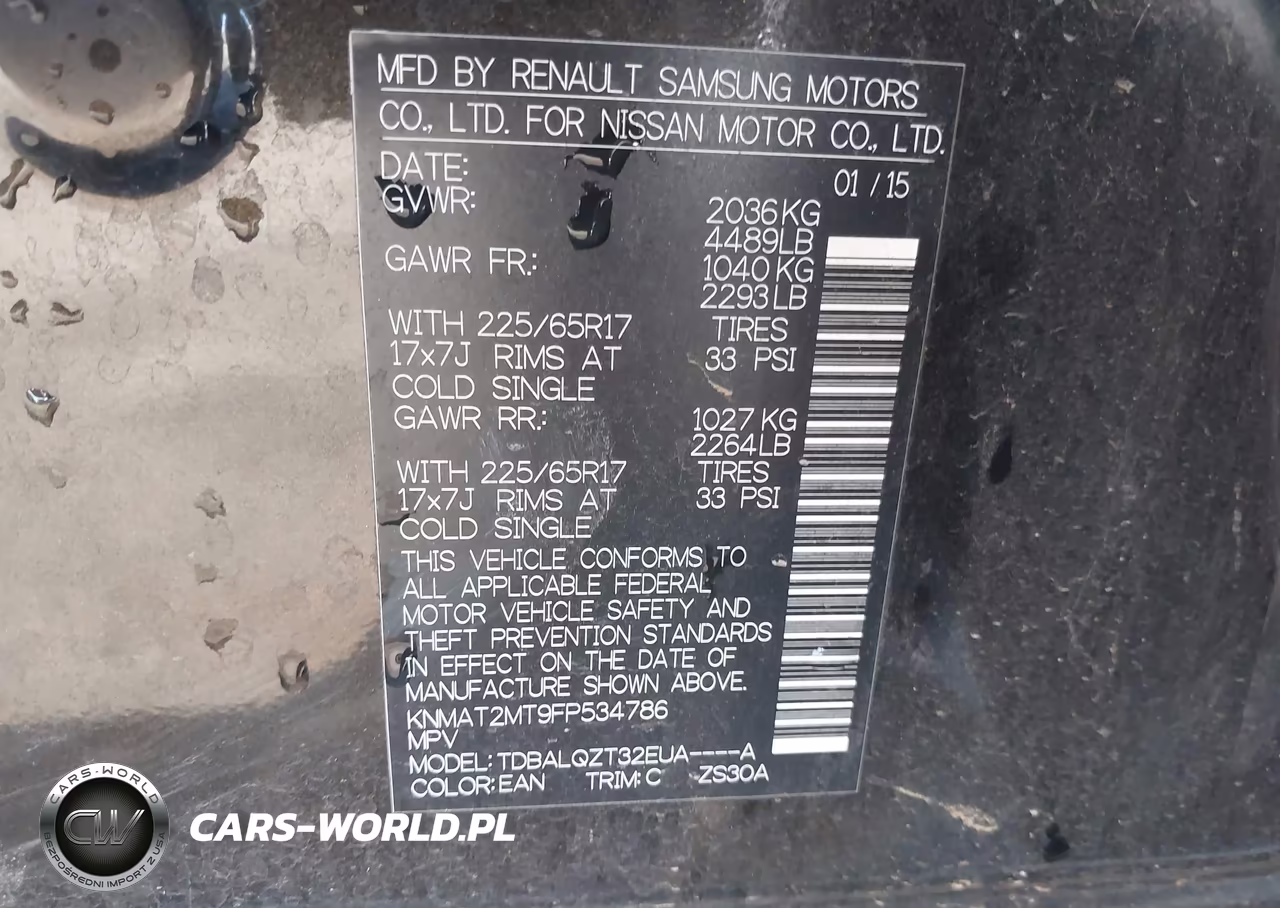 2015 Nissan Rogue Sv VIN:KNMAT2MT9FP534786 - 9