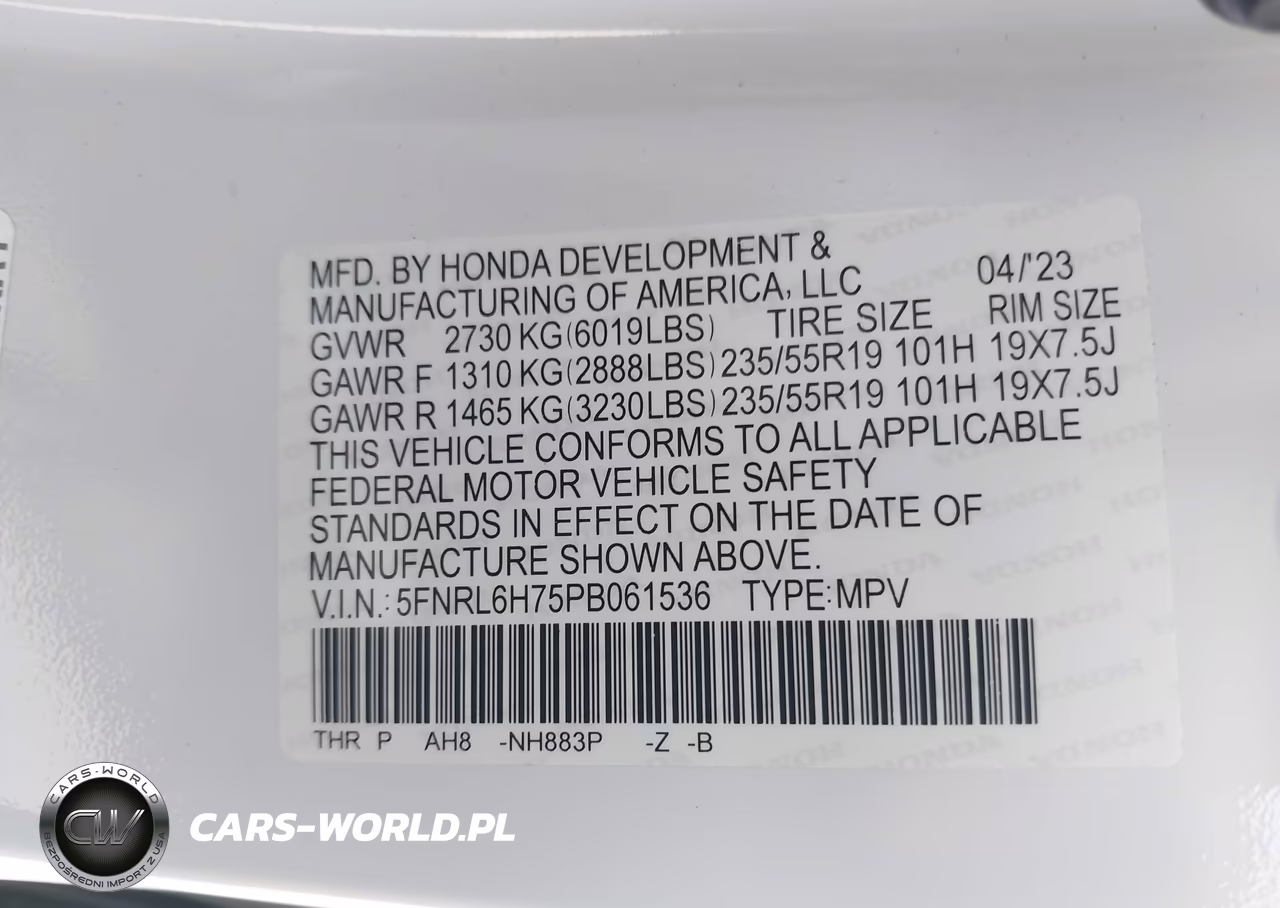 2023 Honda Odyssey Sport VIN:5FNRL6H75PB061536 - 9