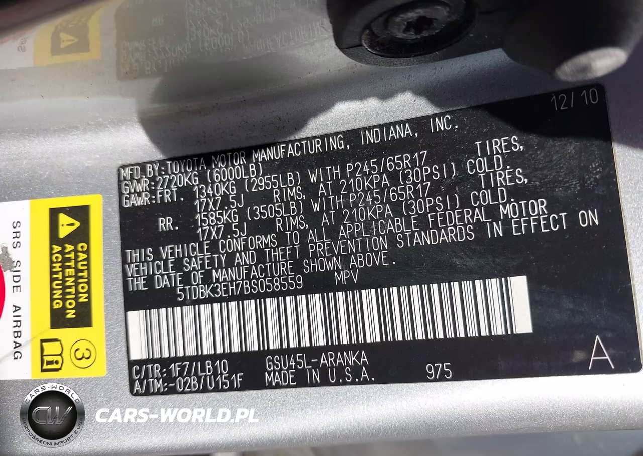 2011 Toyota Highlander Se V6 VIN:5TDBK3EH7BS058559 - 9