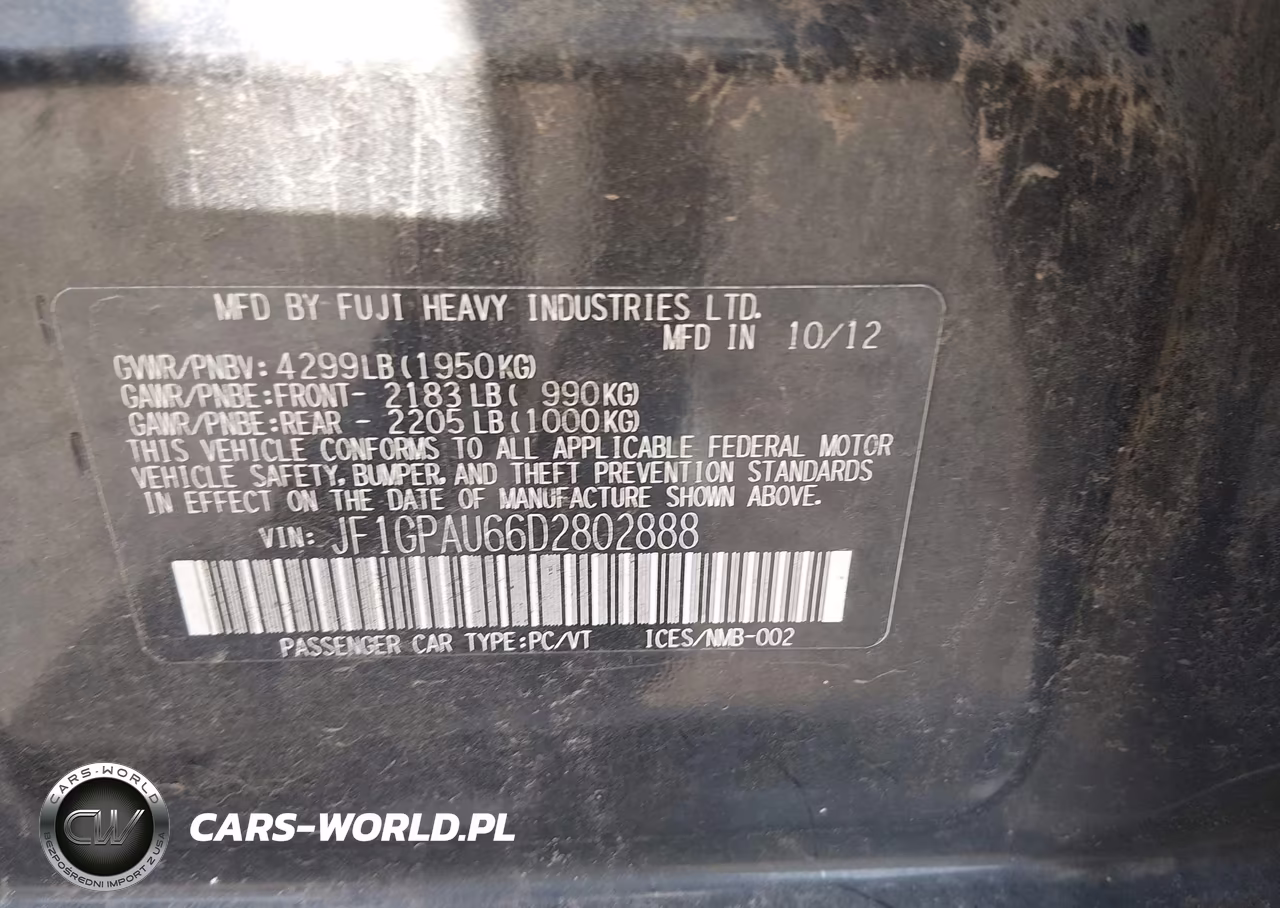 2013 Subaru Impreza 2.0I Sport Limited VIN:JF1GPAU66D2802888 - 9