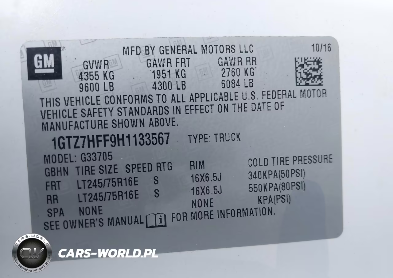 2017 GMC Savana 3500 Work Van VIN:1GTZ7HFF9H1133567 - 9