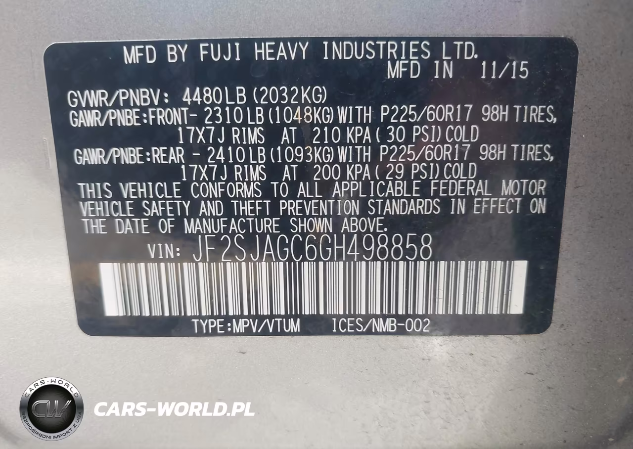 2016 Subaru Forester 2.5I Premium VIN:JF2SJAGC6GH498858 - 9