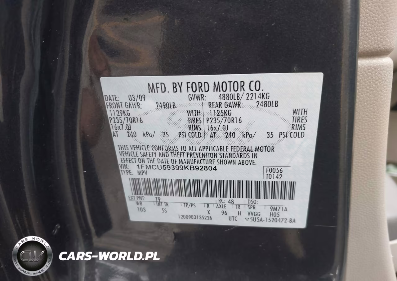 2009 Ford Escape Hybrid Limited VIN:1FMCU59399KB92804 - 9