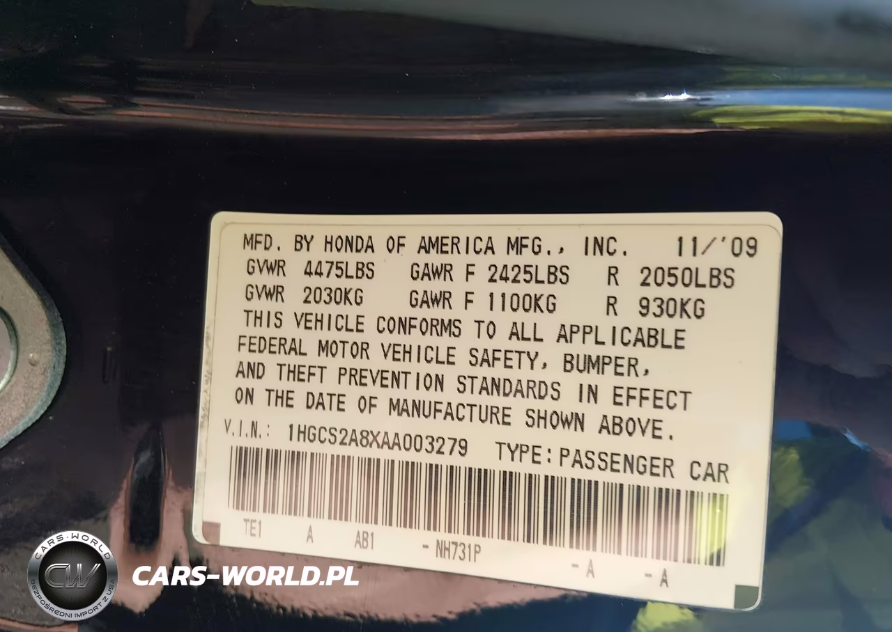 2010 Honda Accord 3.5 Ex-L VIN:1HGCS2A8XAA003279 - 9